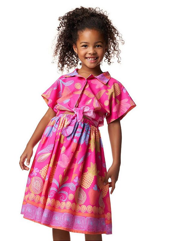 Vestido Jardim Rosa Teen