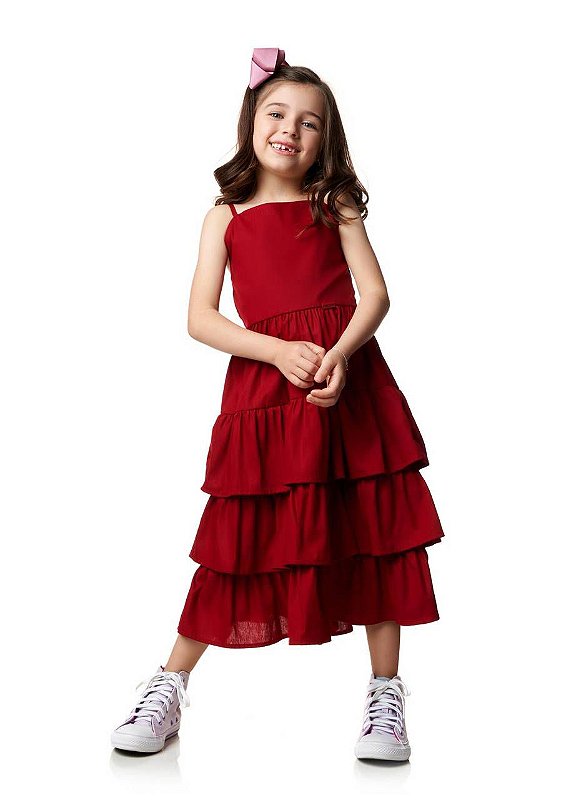 Vestido Alças Cereja Kids