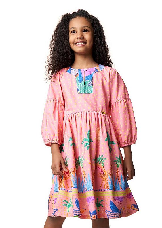 Vestido Midi Coqueiros Manga Longa Kids