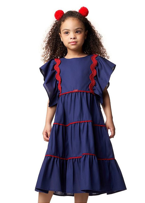 Vestido Midi Azul Marinho Teen