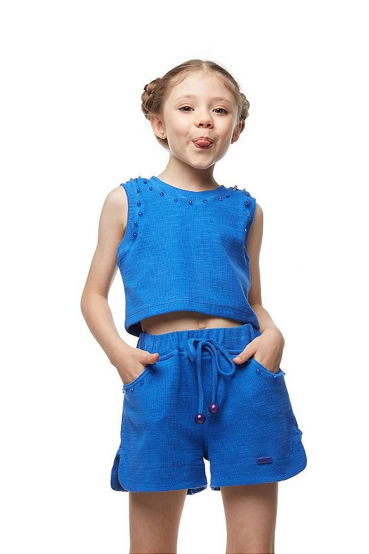 Conjunto Top E Shorts Belmond Azul