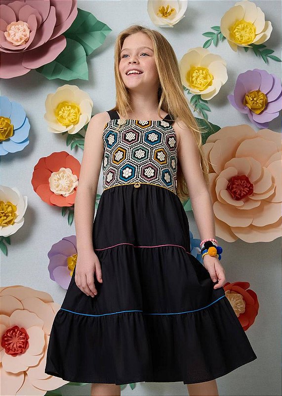 Vestido Boho Preto Bordado