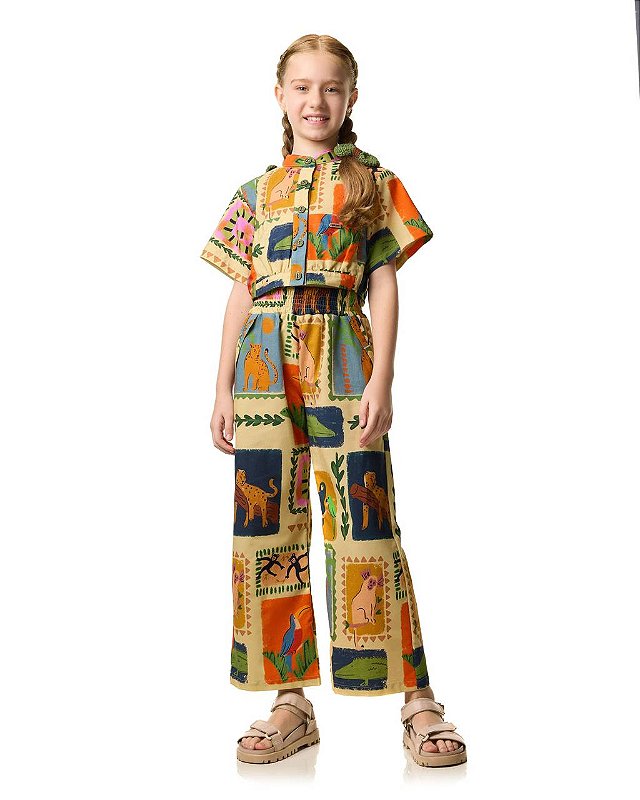 Conjunto Calça E Cropped Bichos