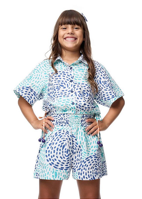 Conjunto Shorts E Camisa Cropped Vitória Regia Kids