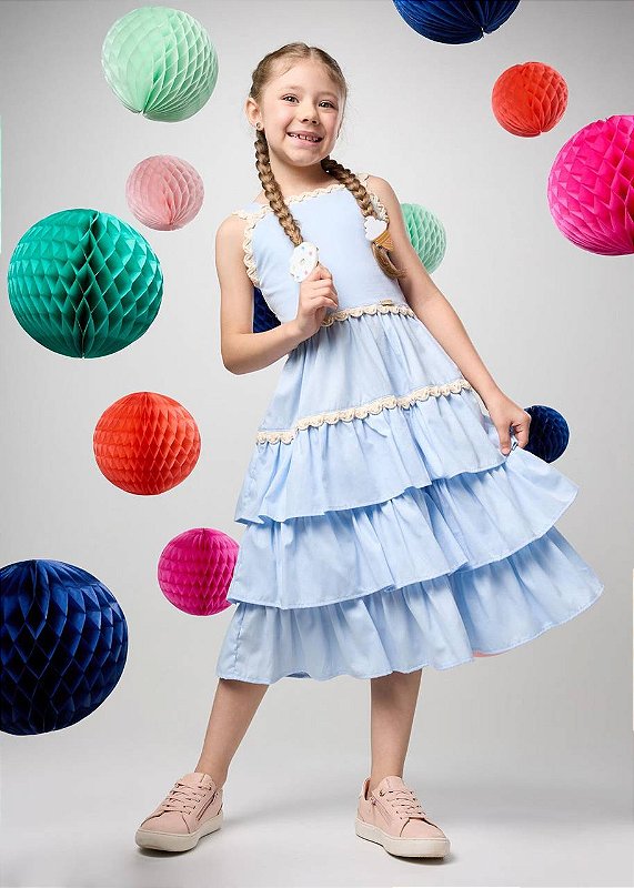 Vestido Azul Ondas Kids