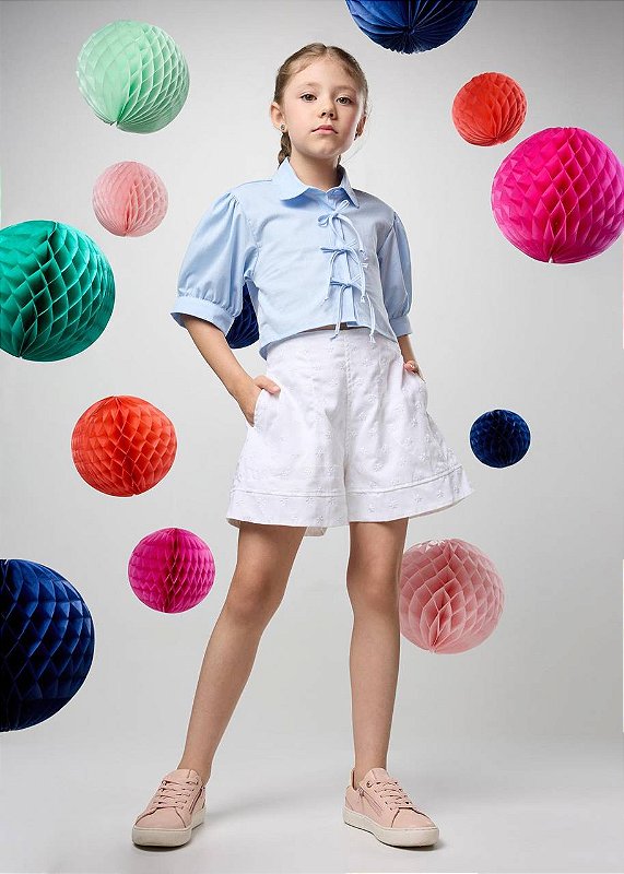 Camisa Cropped Lacinhos Teen