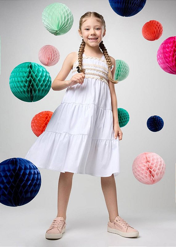 Vestido Branco Praia Kids