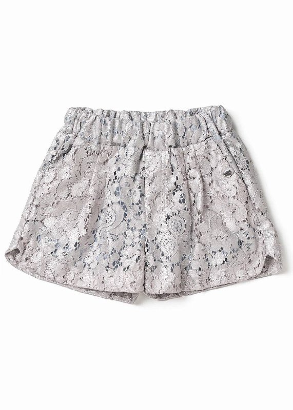 Shorts Couro Rendado Kids