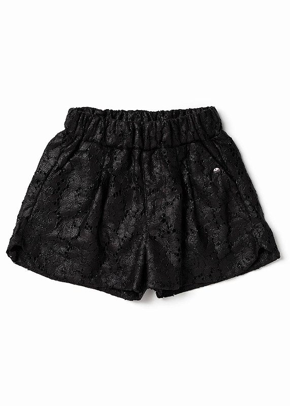Shorts Couro Rendado Kids