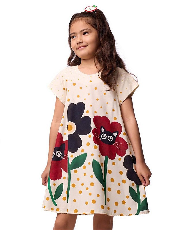 Vestido Em A Flores E Bolas Kids