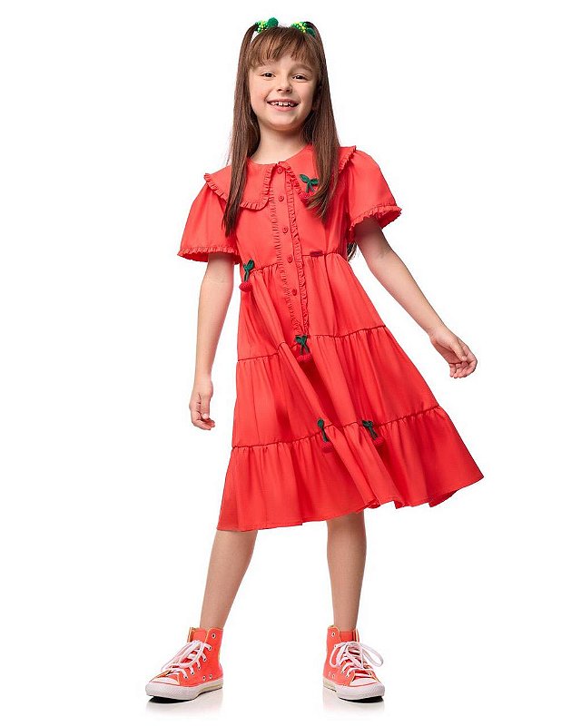 Vestido Cereja M/c Kids