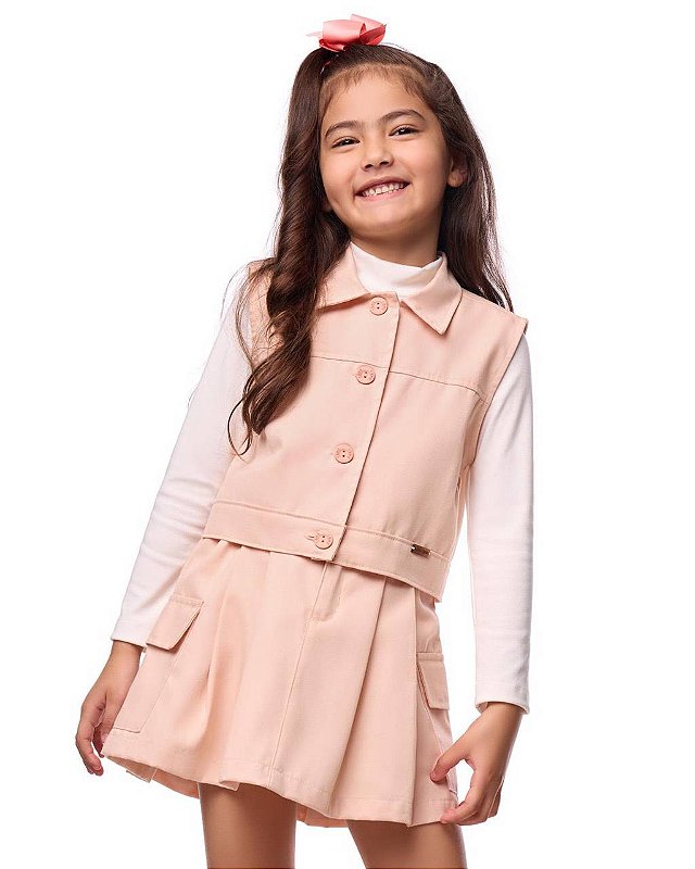 Conjunto Minissaia E Colete Sarja