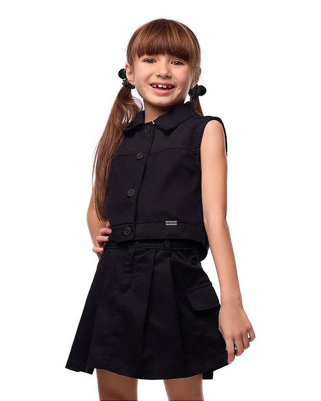 Conjunto Minissaia E Colete Sarja
