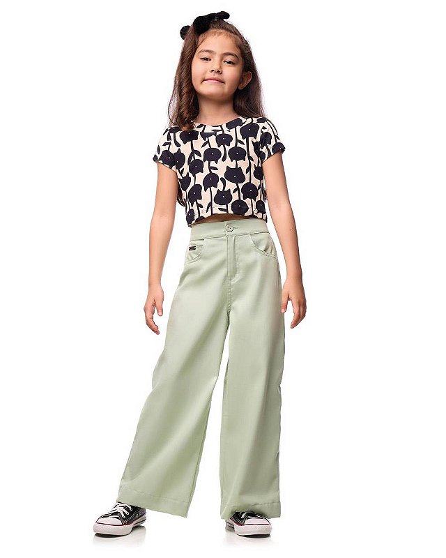 Top Cropped Suedine Pé De Gato Teen