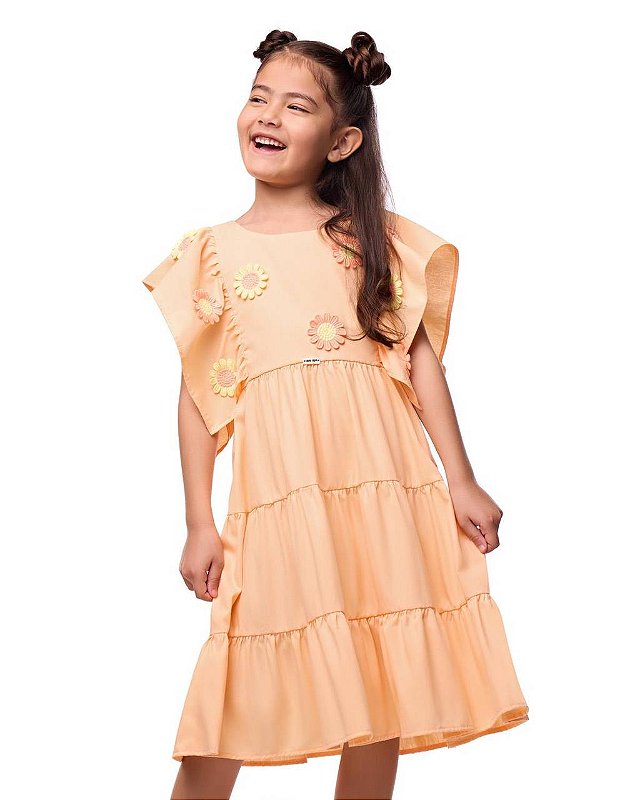 Vestido Salmão Margaridas