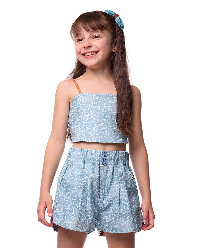 Conjunto Shorts E Top Mosaico Jardim Teen