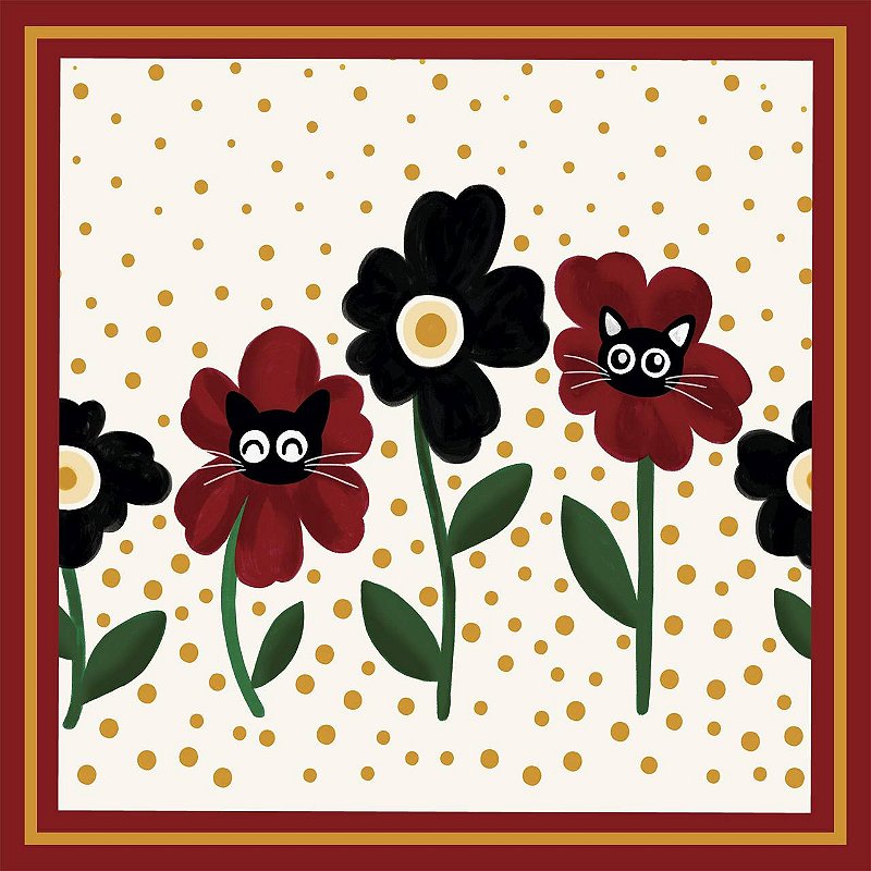 Lenço Estampado Flores E Bolas
