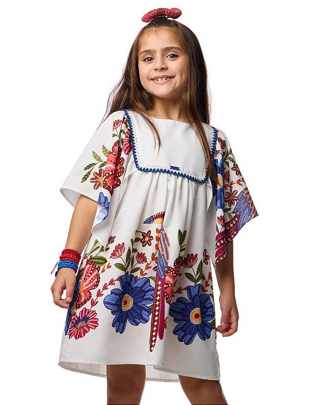 Vestido Mangas Tucano Ponto Cruz Kids