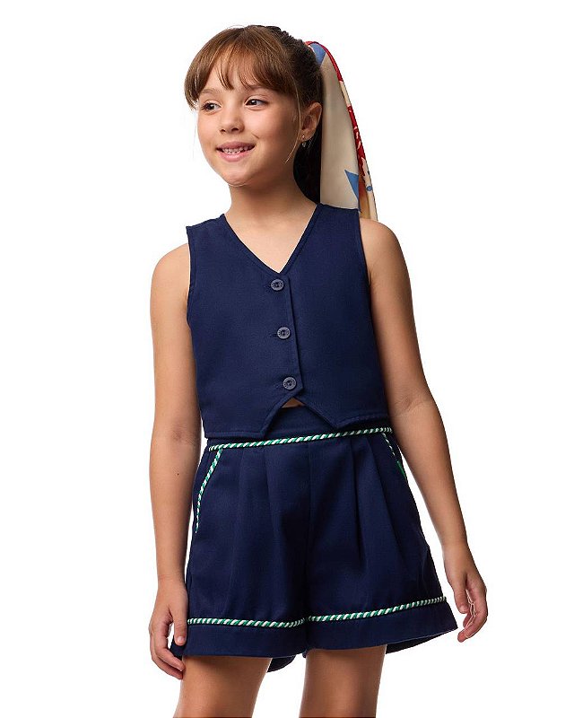 Conjunto Alfaiataria Shorts E Colete Teen