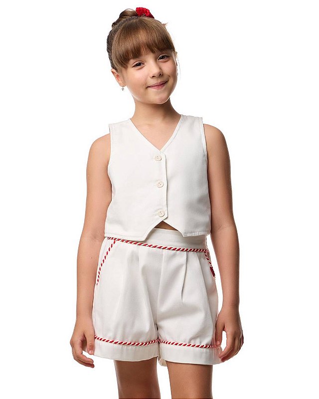 Conjunto Alfaiataria Shorts E Colete Kids