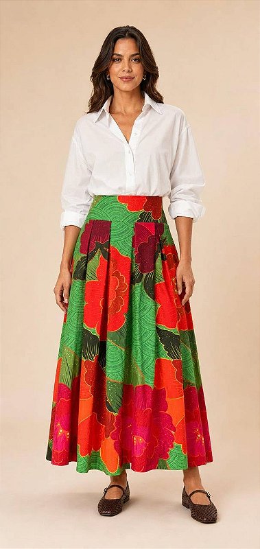Saia Longa Maxi Flores