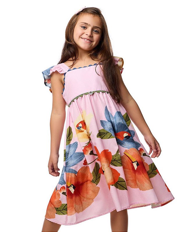 Vestido Jardim Rosa Kids