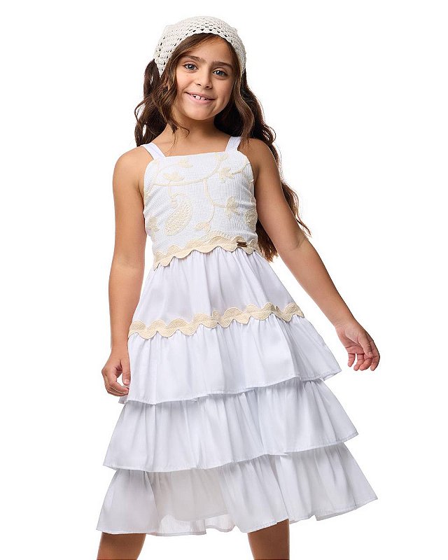 Vestido Midi Bordado Maxi Sianinhas Teen