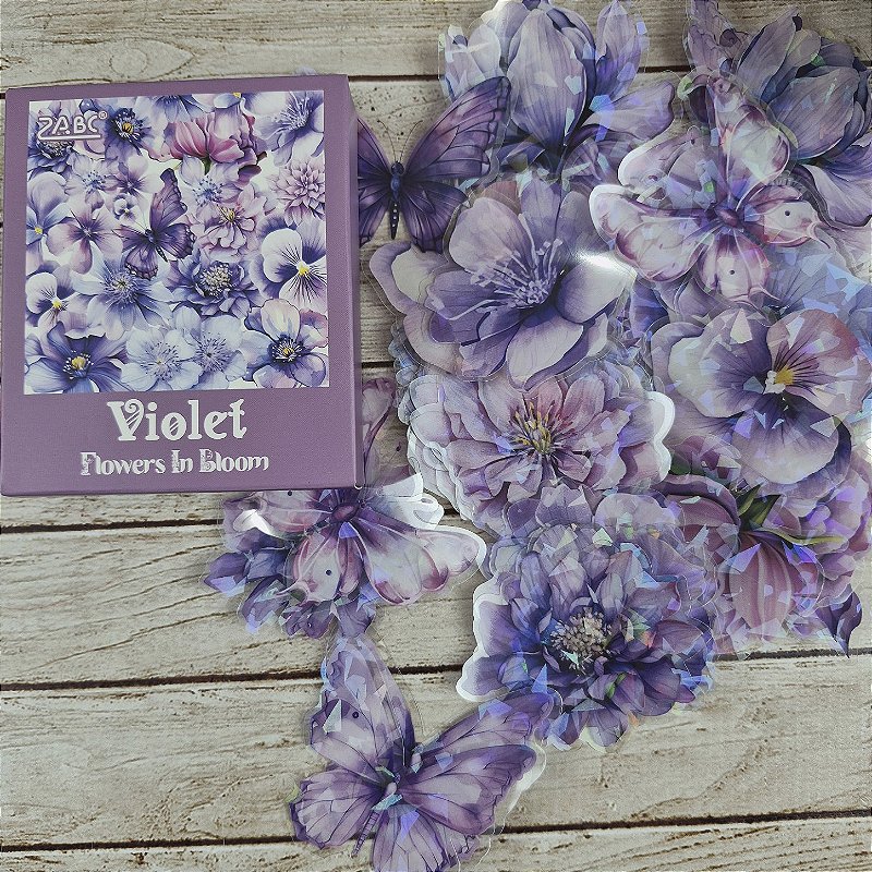 Adesivos flores Violetas e borboletas