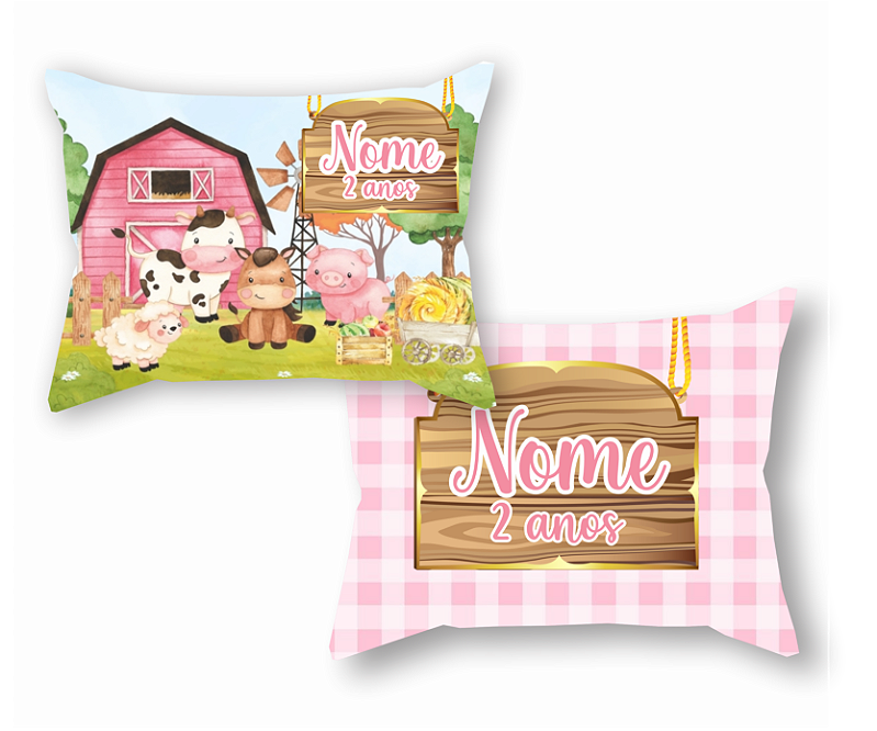 Almofada Personalizada Lembrancinha Fazendinha Rosa