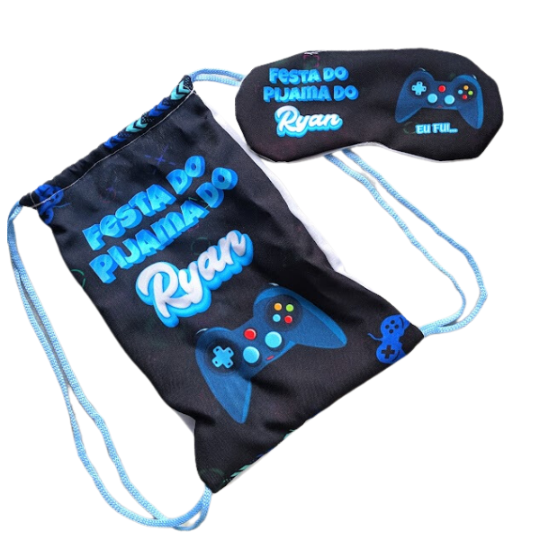 Lembrancinha Gamer Video Game Completa Almofada Mochilinha Tapa Olho