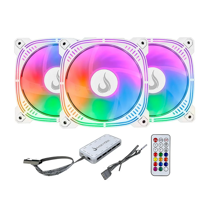 Kit 3 Fans Rise Mode Aura Frost Pro 120mm ARGB Branco - Pro Setup - E ...