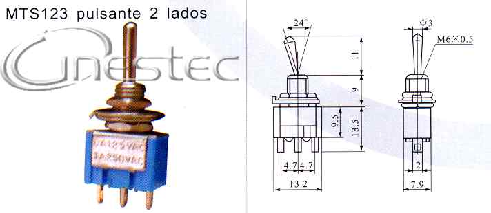 CHAVE ALAVANCA PULSANTE 3T 3P 3A MTS 123 - Cinestec