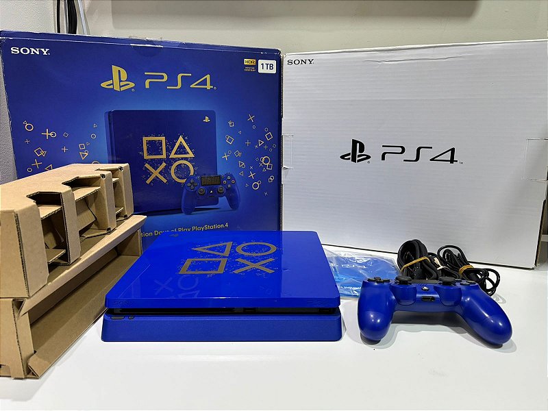 Console Playstation 4 Slim Edição Days OF Play Azul - PS4 Slim 1TB ...