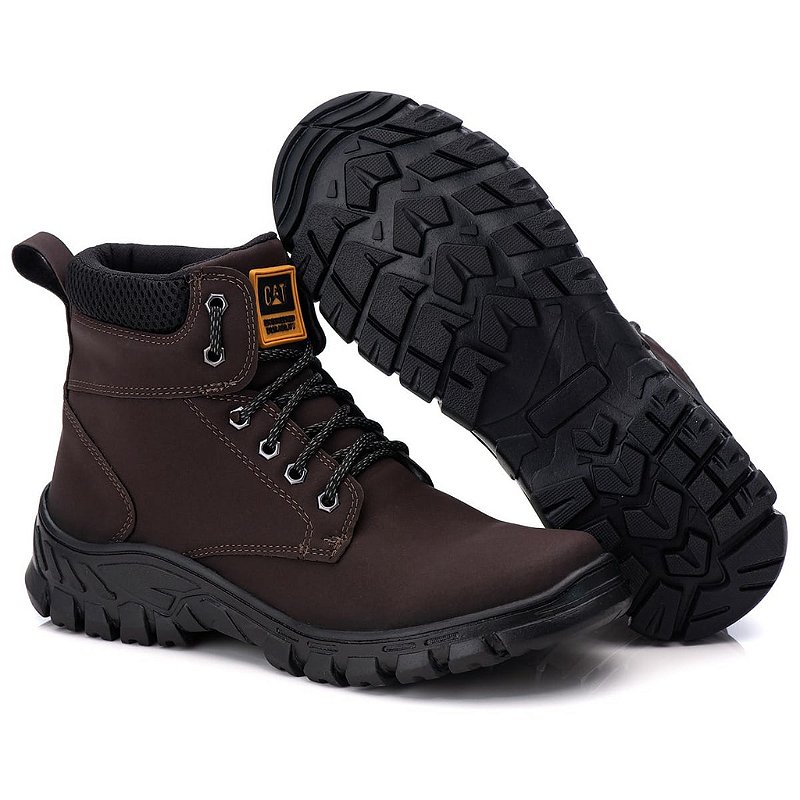 Bota Caterpillar Masculina Couro Cor Café ORIGINAL Brasfer o