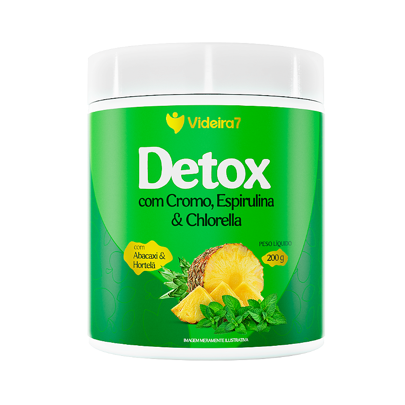 Detox em Pó , Espirulina E Clorella, Cromo, Cha Verde- 200g - P&P