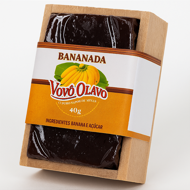 Bananada Vovô Olavo – 40g | Caixinha de Madeira para Presente