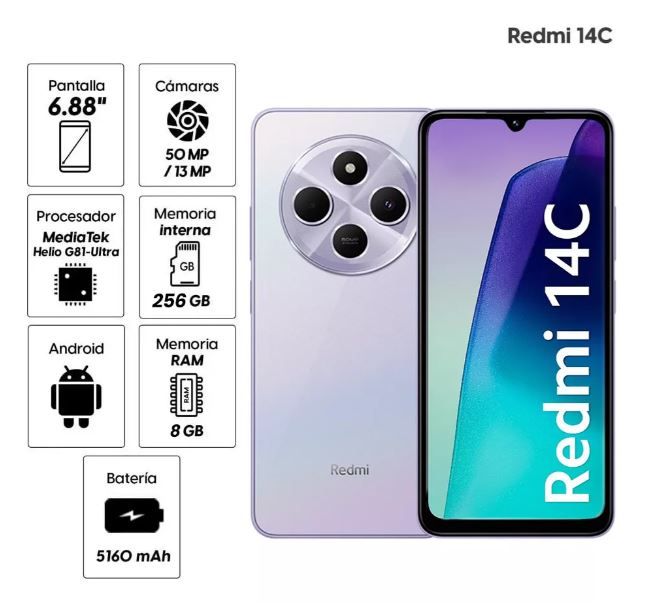 Xiaomi Redmi 14c Dual Sim 128 Gb Roxo Sonhador 4 Ram - CR Cartuchos