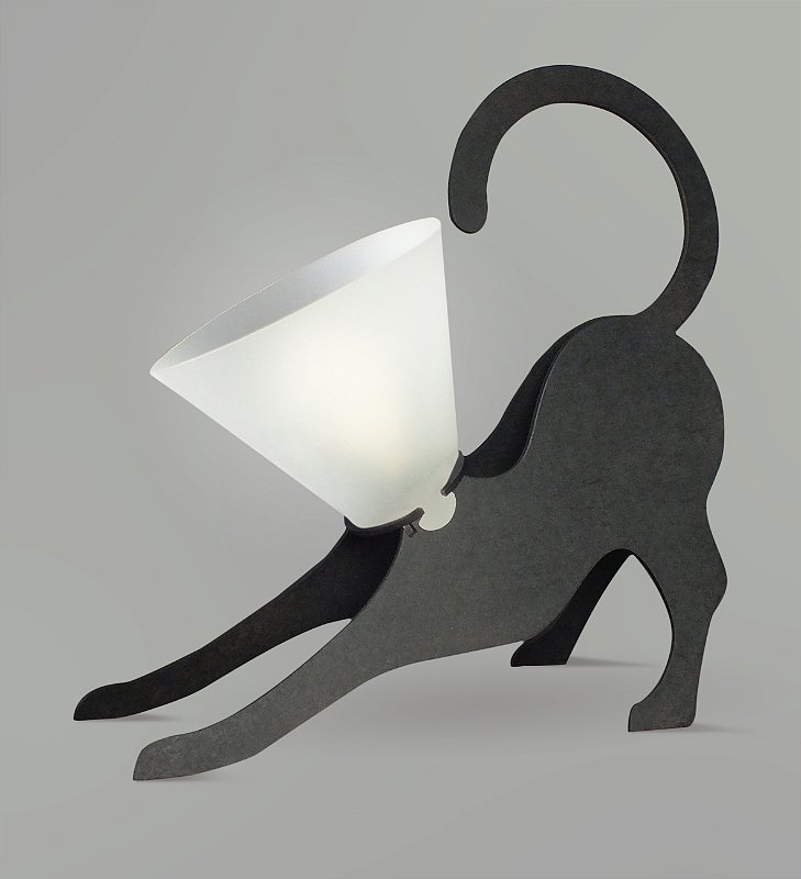 Luminaria mesa pet gato cinza startec