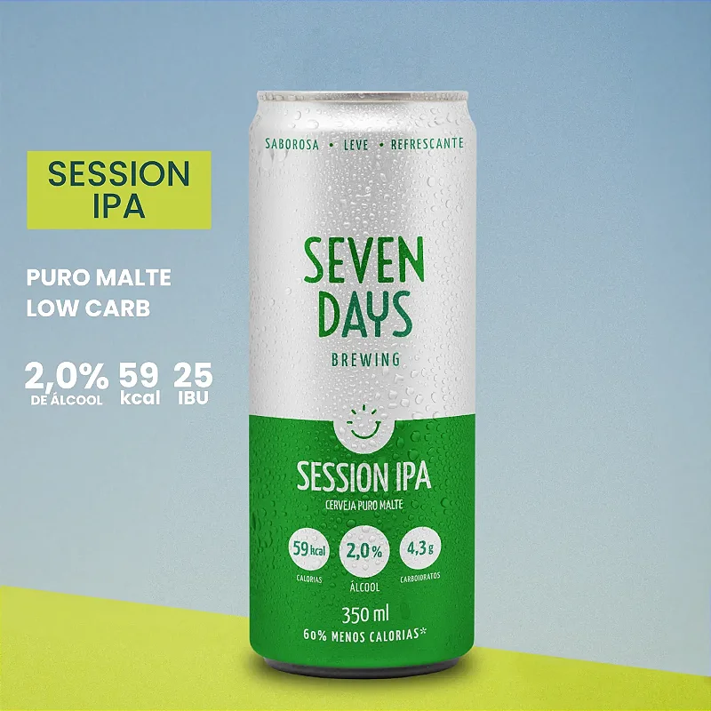 Cerveja Session IPA Seven Days - Puro malte, Baixo Teor de Álcool e Baixa Caloria