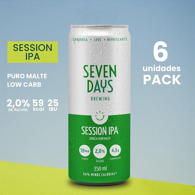 [Pack 6un] Cerveja Session IPA Seven Days - Puro malte, Baixo Teor de Álcool e Baixa Caloria