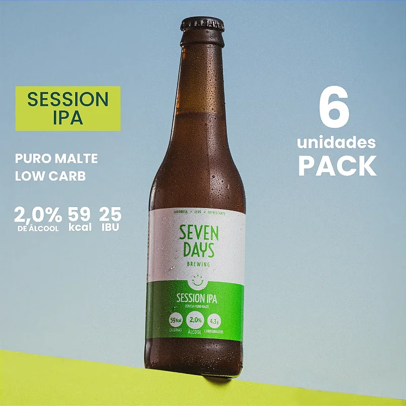 [Pack 6un] Cerveja Session IPA Seven Days - Puro malte, Baixo Teor de Álcool e Baixa Caloria
