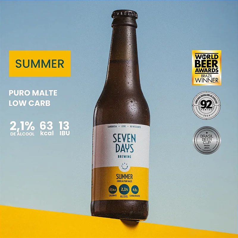 Cerveja Summer Seven Days - Puro malte, Baixo Teor de  Álcool e Baixa caloria