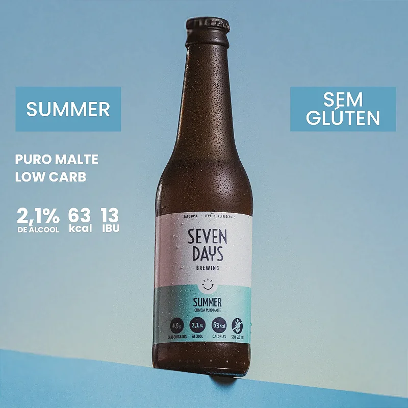 Cerveja Sem Glúten Summer Seven Days - Puro Malte, Baixo Teor de Álcool e Baixa Caloria