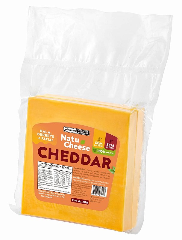 CHEDDAR VEGETAL 500g - NatuCheese - Queijos Veganos