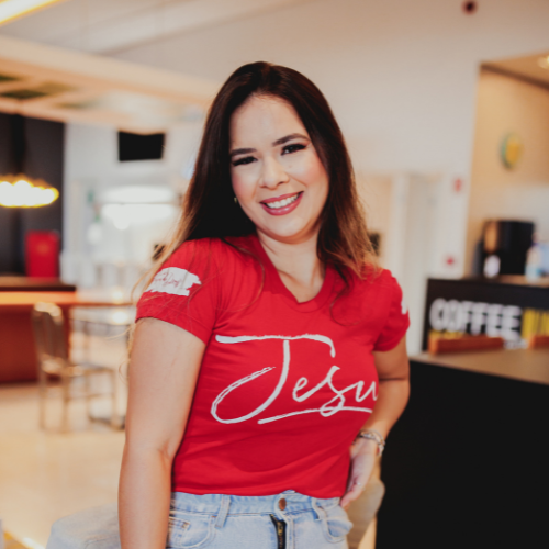 Camiseta Feminina Baby Look Vermelha - Jesus Presente de Deus.