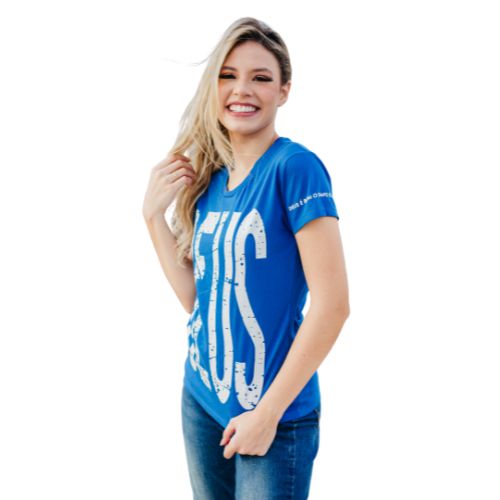Camiseta Feminina Baby Look Azul - Deus