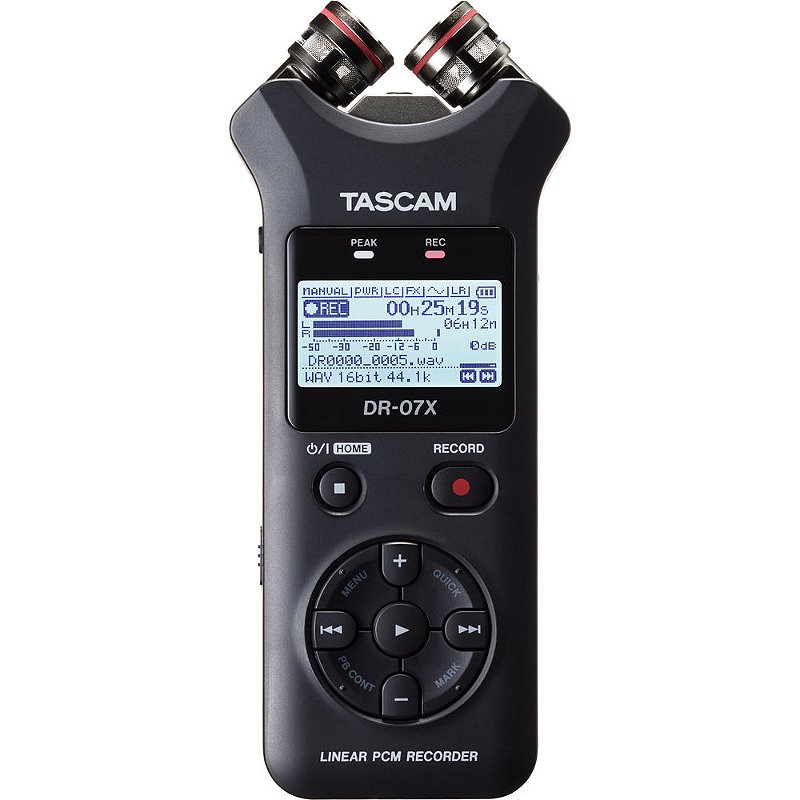 Tascam DR-07X Gravador de Áudio Estéreo Portátil de 2 Entradas