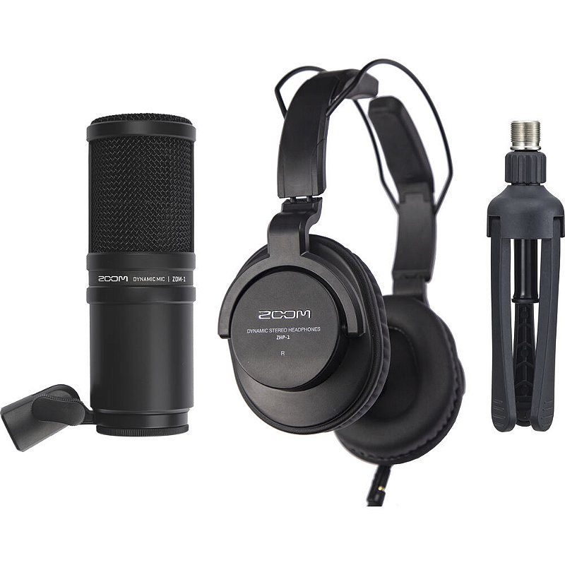 Kit Microfone de Podcast Zoom ZDM-1 c/ Fones, Cabo XLR e Tripé de