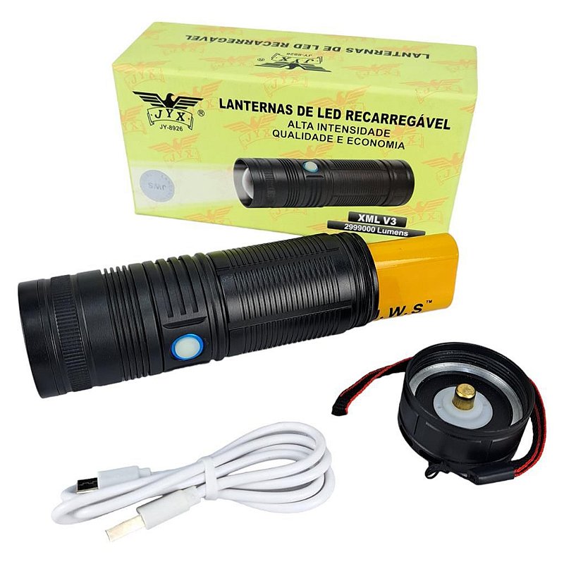 Lanterna Led V3 Recarregável Original Resistente - Febre do Aço
