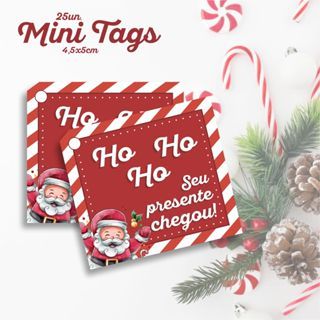 50 Mini Tags de Natal Ho Ho Ho, Tag para encomenda, Etiqueta de Natal -  Mimi Design Criativo